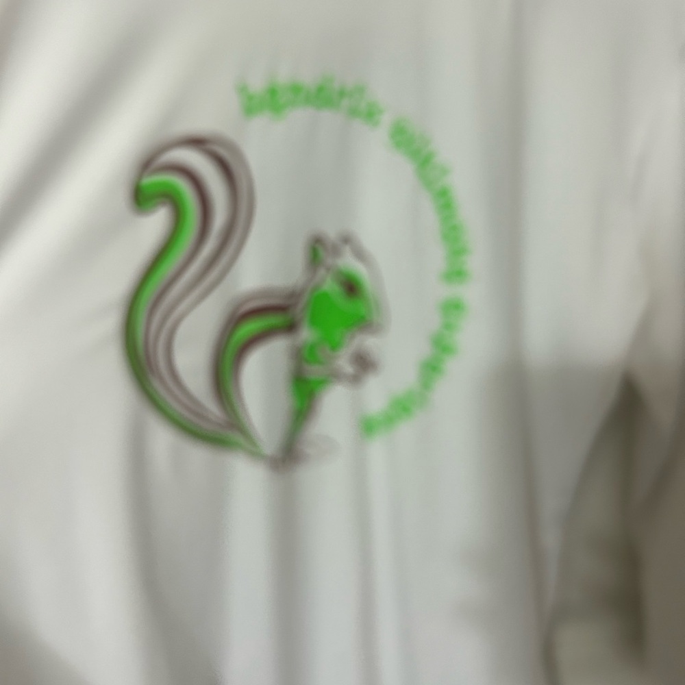 Chic White and Green Squirrel Graphic Long Sleeve Top